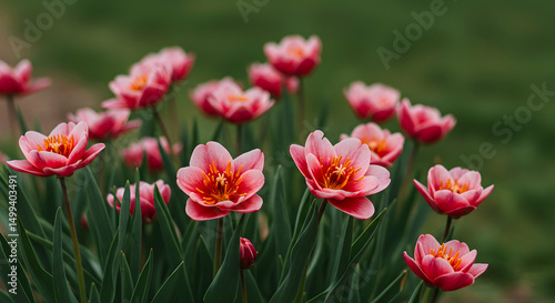 Pink tulips, Tulips, Flowers, Pink Tulips in a Garden