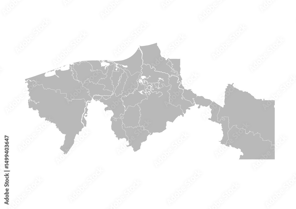 Fototapeta premium Tabasco, Mexico – administrative vector map with municipality boundaries (Web Mercator projection, PPT-compatible & fully editable)
