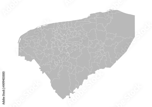 Yucatan, Mexico – administrative vector map with municipality boundaries (Web Mercator projection, PPT-compatible & fully editable)