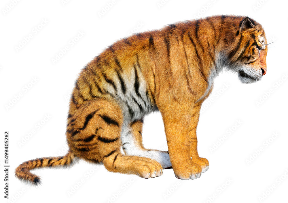 Obraz premium 3D Rendering Big Cat Tiger on White
