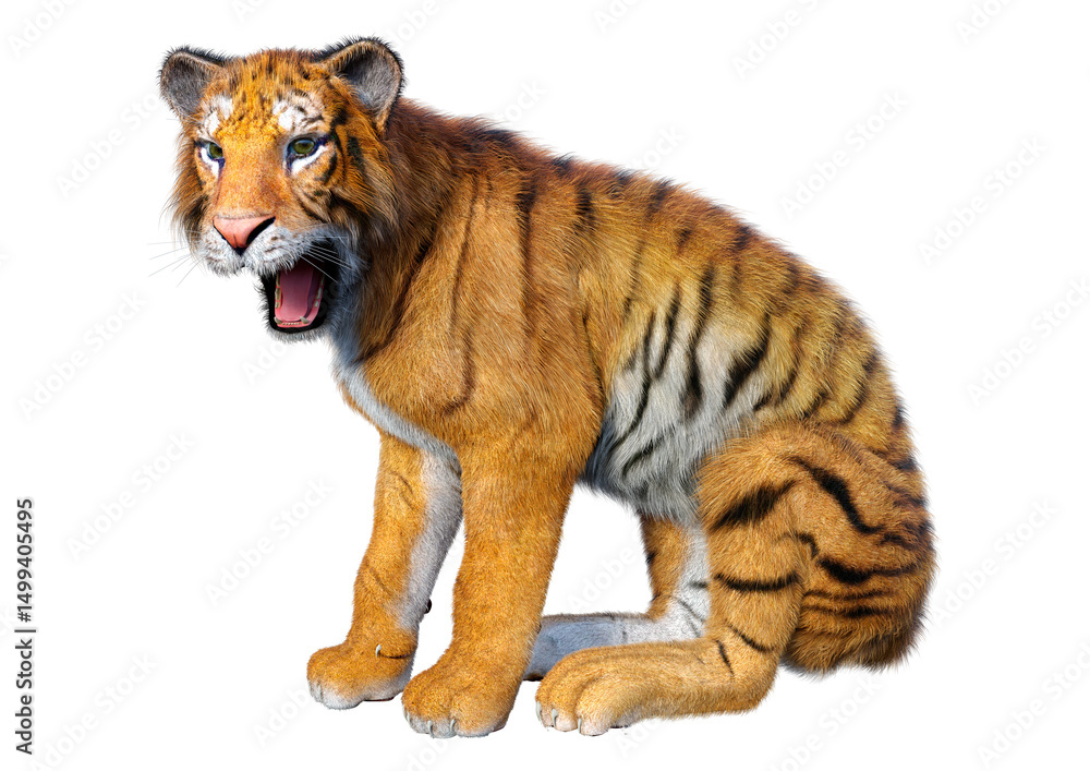 Obraz premium 3D Rendering Big Cat Tiger on White