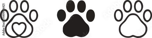 Cute Animal Paw Print Vector Icons - Pet Love & Care