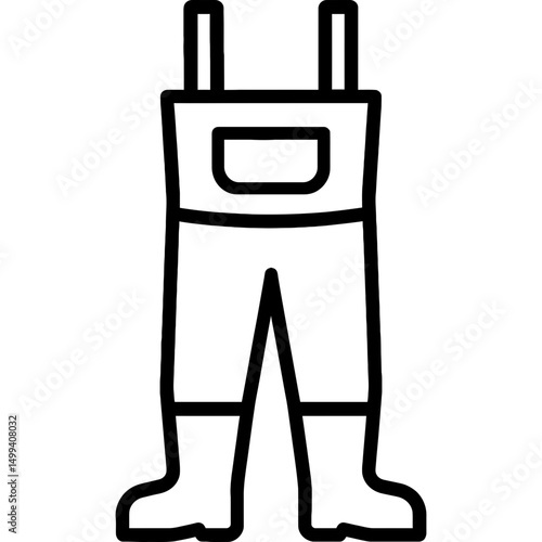 Minimalist waders outline icon in black and white