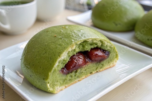 Matcha Red Bean Bun