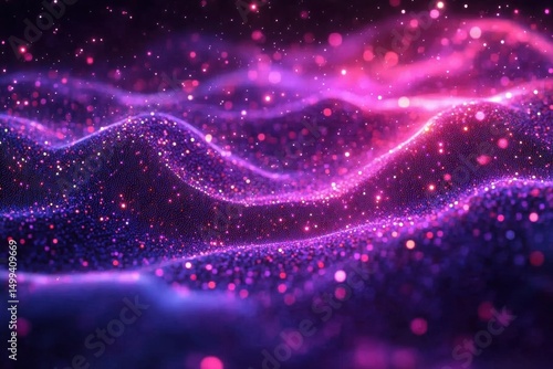 Abstract glitter waves in purple and pink