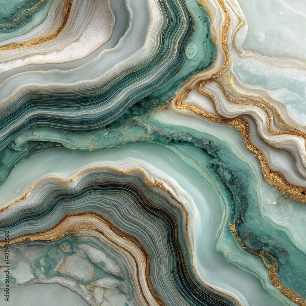 Obraz premium Abstract Green and Gold Marble Texture Art