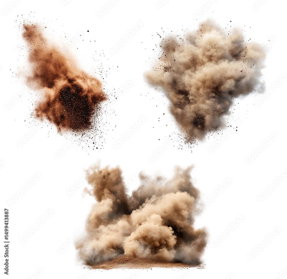 Brown smoke cloud particles isolated on a transparent white background. Sandstorm effect, smog, dust explosion rising, Smoke fog overlay effect. Blurred soil dust. PNG Brown smoke cloud particles isolated on a transparent white background. Sandstorm effect, smog, dust explosion rising, Smoke fog overlay effect. Blurred soil dust. PNG