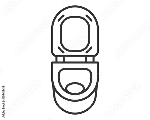 Minimalist line art showcasing a toilet with the lid open, symbolizing hygiene, sanitation, or public health. Ideal for websites, apps, and educational materials. Clean, simple, and modern.