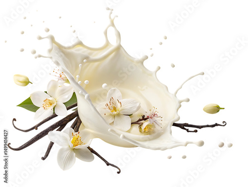 Vanilla bean milk splash with flowers
