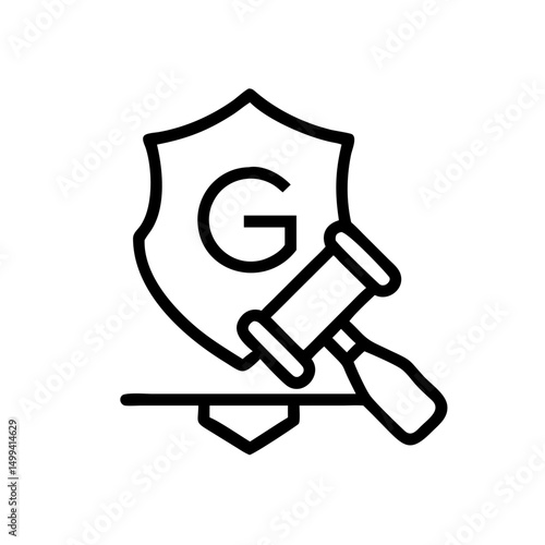 Legal protection concept icon with gavel and shield