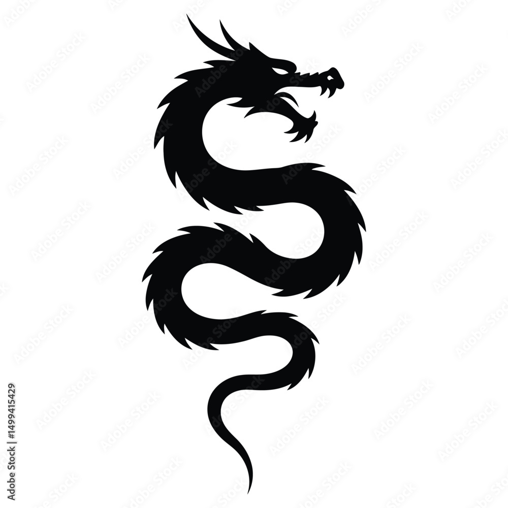 Obraz premium Dragon Tattoo Vector with Tribal Style