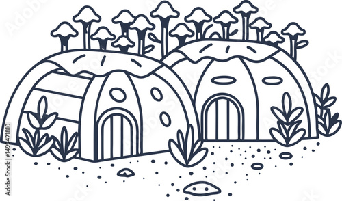 Whimsical mushroom house homes fantasy woodland dwellings with fungi roofs and floral surroundings