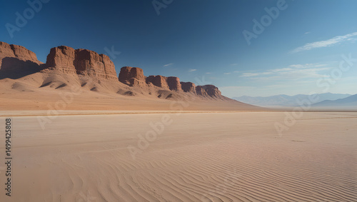 Sand dunes landscape in Death Valley National Park under a clear sky