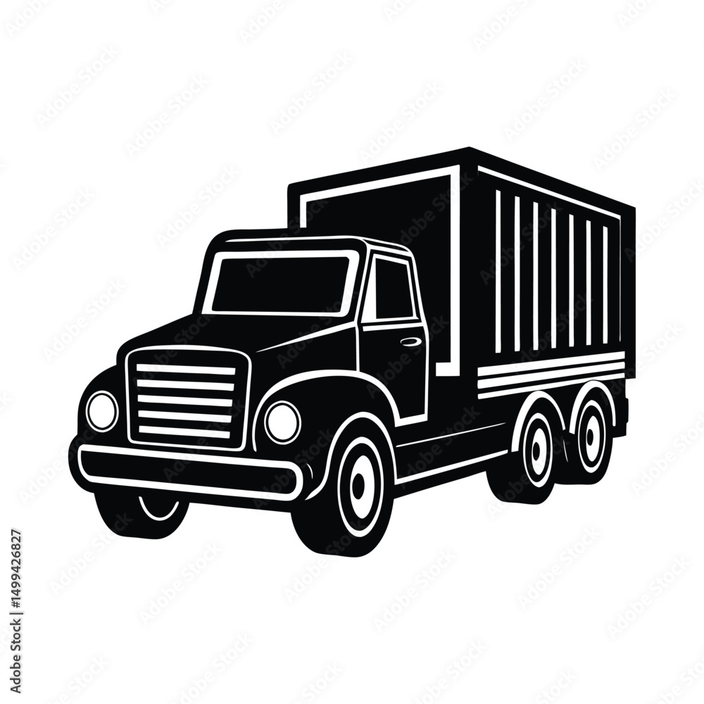 Flat and Minimal a cartoon truck logo vector illustration isolated on white background Flat and Minimal a cartoon truck logo vector illustration isolated on white background
