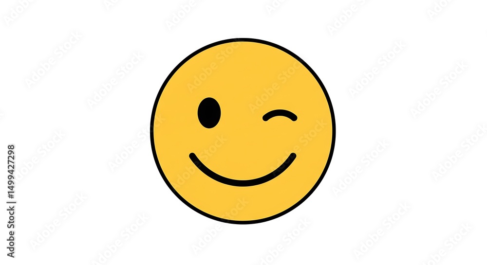 Fototapeta premium Winking yellow emoji illustration 