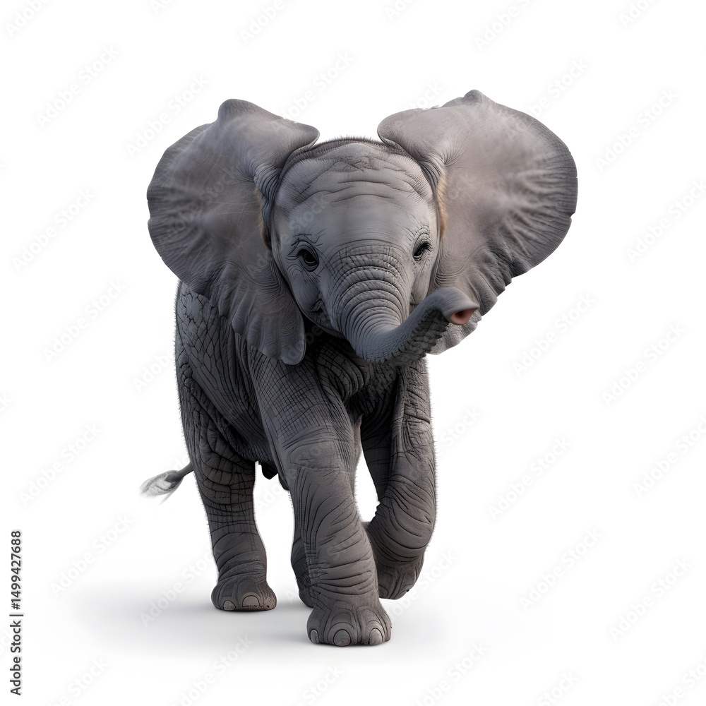 Fototapeta premium Playful African Elephant Calf in Full View