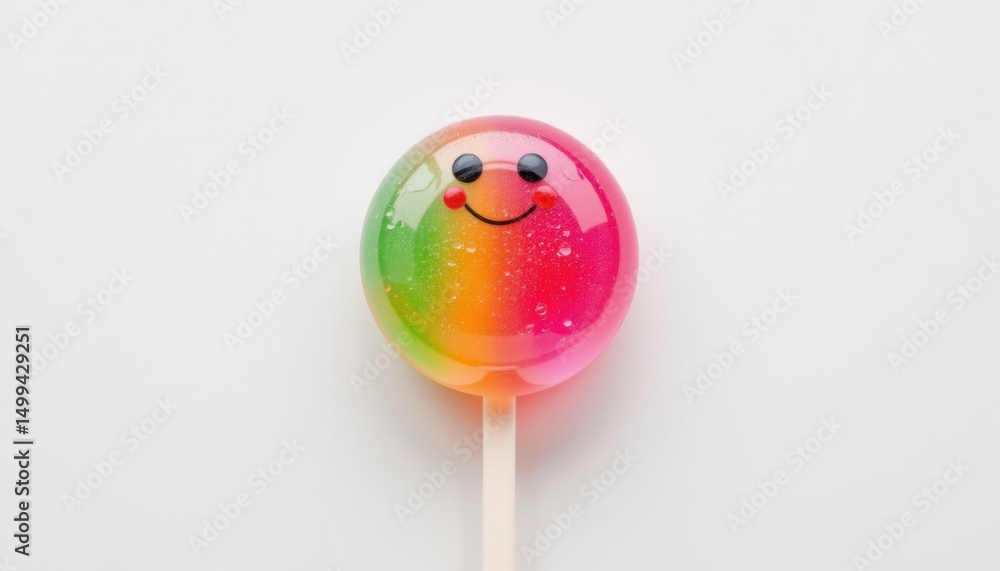Obraz premium A happy colorful lollipop with smiling face