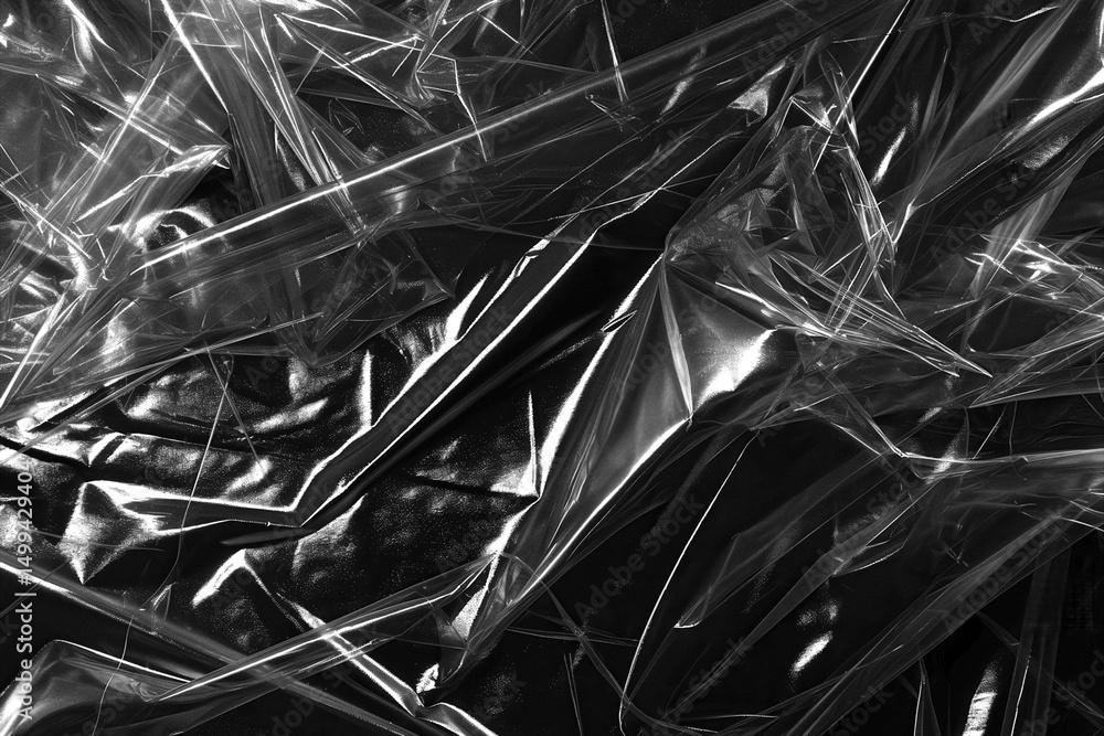 Abstract Black and White Texture Crinkled Cellophane Overlay Abstract Black and White Texture Crinkled Cellophane Overlay