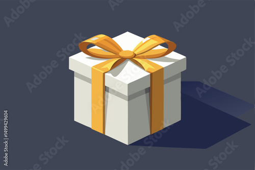 3d Realistic White Gift Boxes with Gold Ribbon Gift Bow Set. Christmas Decoration Vector illustration Design.