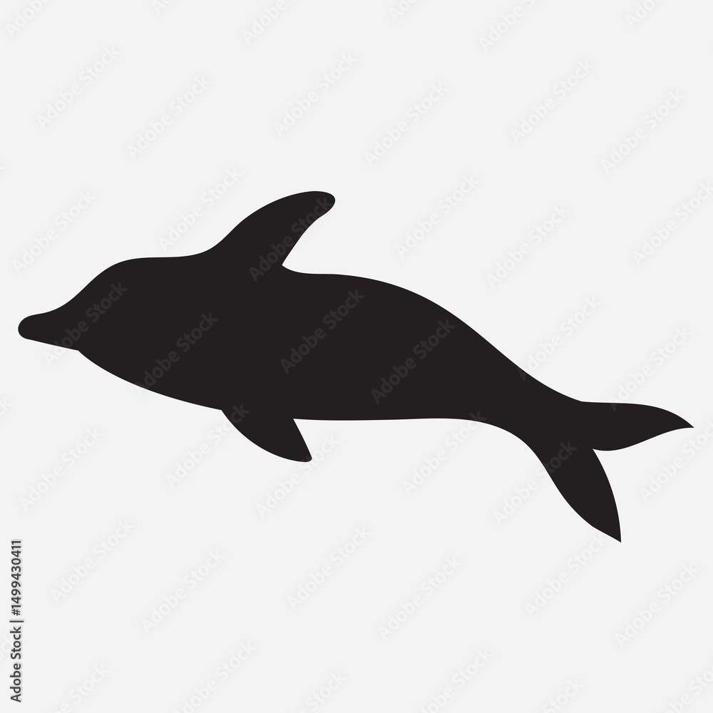 Fototapeta premium Black Dolphin Silhouette and Graphic art