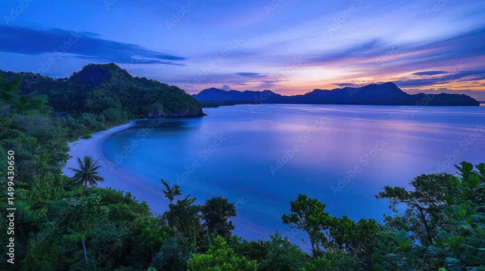 Serene tropical bay at sunset Serene tropical bay at sunset