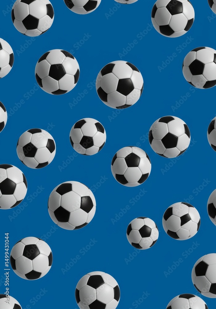 Soccer Ball Pattern Background - Many soccer balls on a blue background. Perfect for sports themes Soccer Ball Pattern Background - Many soccer balls on a blue background. Perfect for sports themes