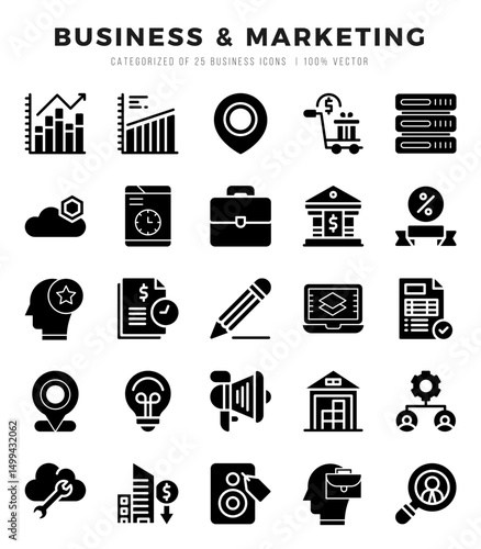 Business & Marketing web icons in Glyph style.