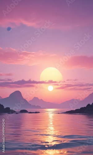 Blurred sunset hues, pink, blue, yellow blend, dreamlike feel  ,  graphic,  texture