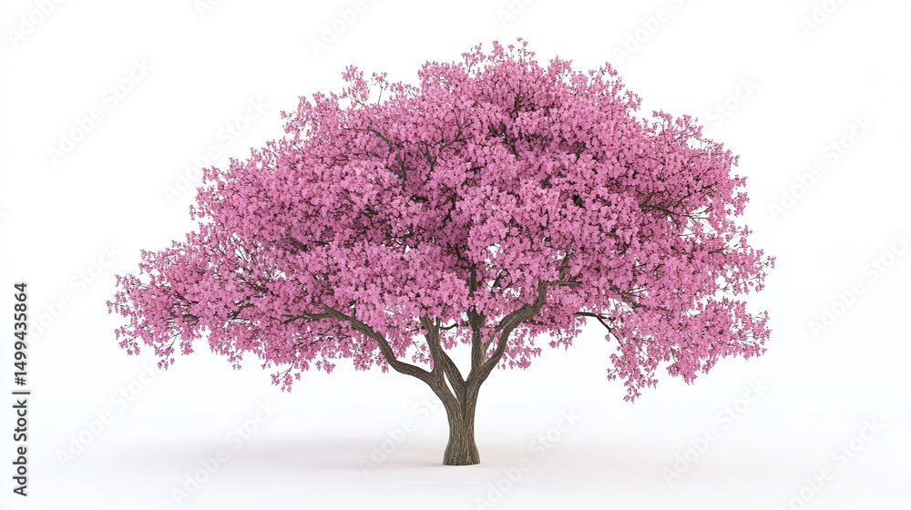 Obraz premium 3D pink tree isolated on white background.