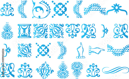 Wallpaper Mural Collection of intricate blue ornamental vector elements perfect for decorative design projects Torontodigital.ca