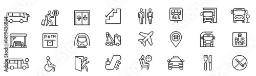 collection icons including car car sign that says travel. Vector
