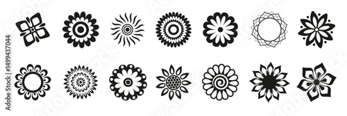 Abstract flower logotype collection. Set of ornament flower icons. Styling simple daisy floral logo. Floral ornament logo. Vector