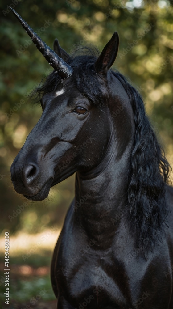Obraz premium gorgerous beautiful black unicorn in natore