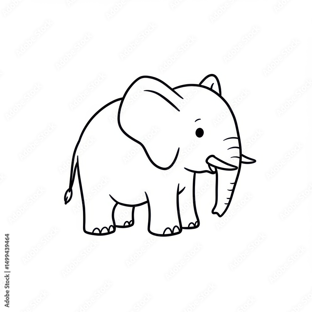 Fototapeta premium Cartoon elephant illustration isolated on white background. use cases: coloring books, educational materials.