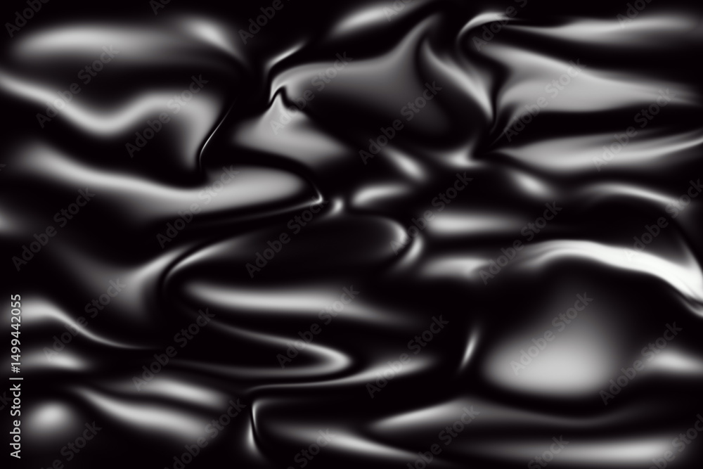 Obraz premium Black Shiny Folded Silk Satin Texture Background