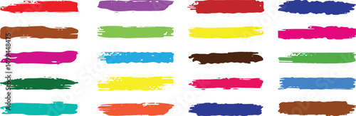 Colorful set paint, ink brush, brush strokes, brushes, lines, frames, box, grungy. Set of Grunge elements for social media. Paintbrush, brush strokes templates. Design rectangle text boxes