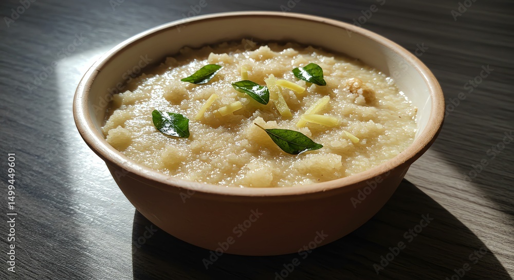 Upma Bowl with Ginger and Curry Leaves Upma Bowl with Ginger and Curry Leaves