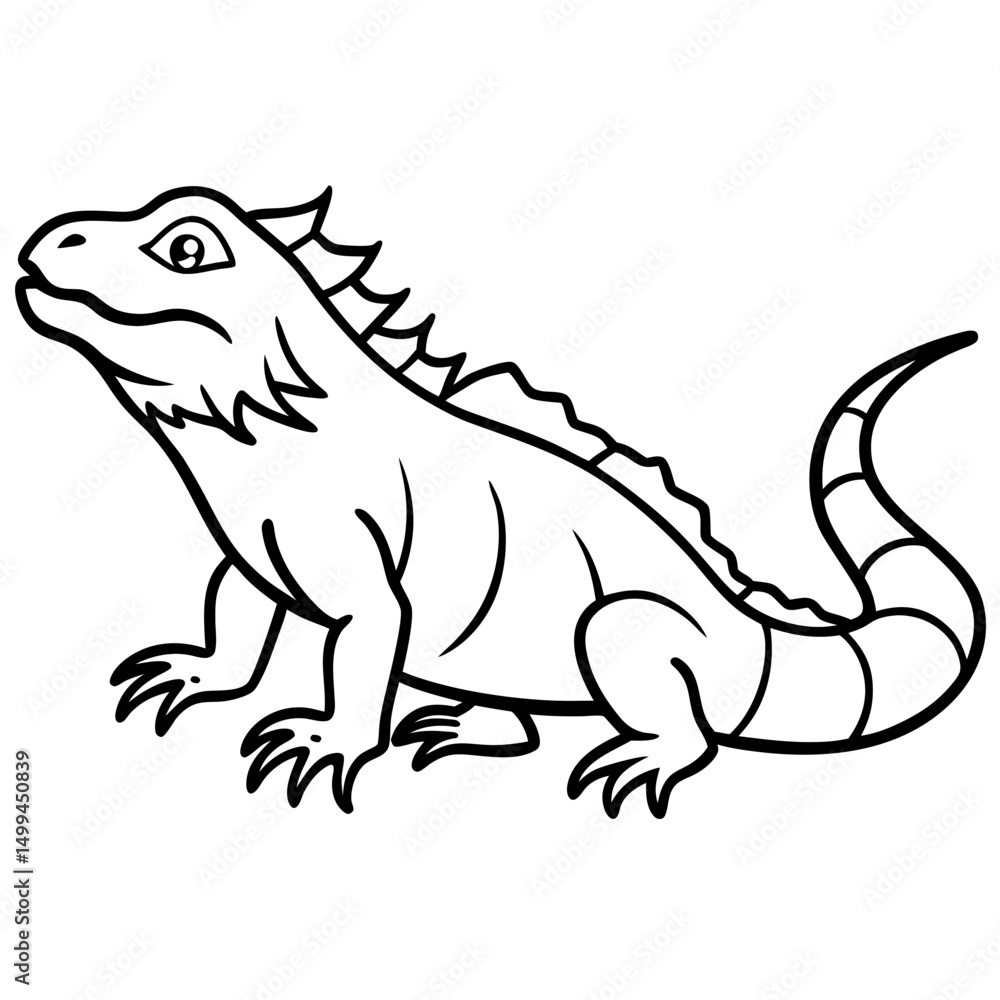 Obraz premium Volcano Iguana line art vector