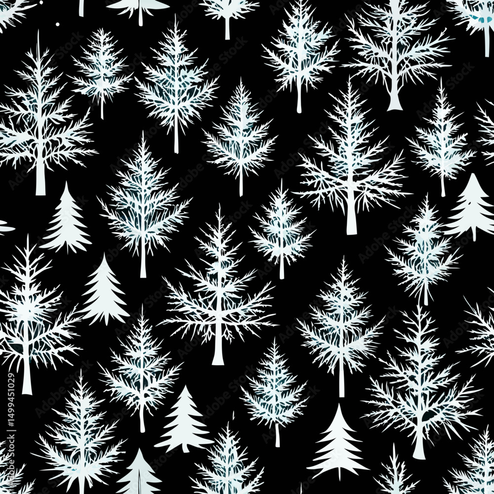 custom made wallpaper toronto digitalSeamless vector pattern of white trees on a black background  