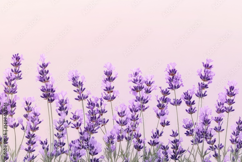 Naklejka premium A collection of soft wild lavender flowers, isolated against a clear backdrop