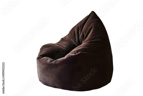 Plush, dark-brown beanbag chair,  soft, comfortable, and relaxed seating
