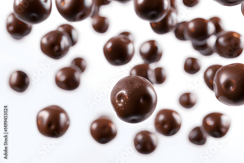 Wallpaper Mural falling chocolate balls on white background Torontodigital.ca