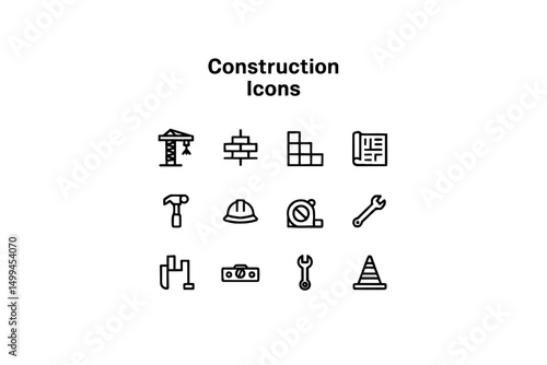 construction icon set, under construction icon, hard hat icon, property icon, roofing icon, cog icon, hard hat, safety icon, white hard hat icon, ppe icon, construction machinery icons, building const