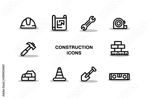 construction icon set, under construction icon, hard hat icon, property icon, roofing icon, cog icon, hard hat, safety icon, white hard hat icon, ppe icon, construction machinery icons, building const