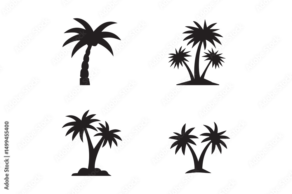 Fototapeta premium set of vector palms, coconut vector tree illustration design 