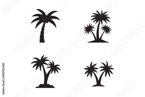 set of vector palms, coconut vector tree illustration design 