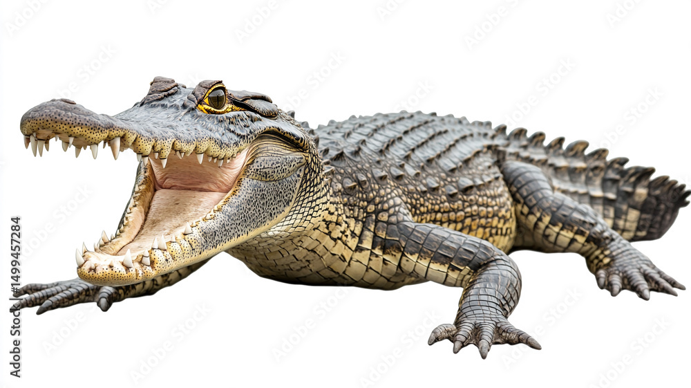 Naklejka premium a crocodile isolated on a white background