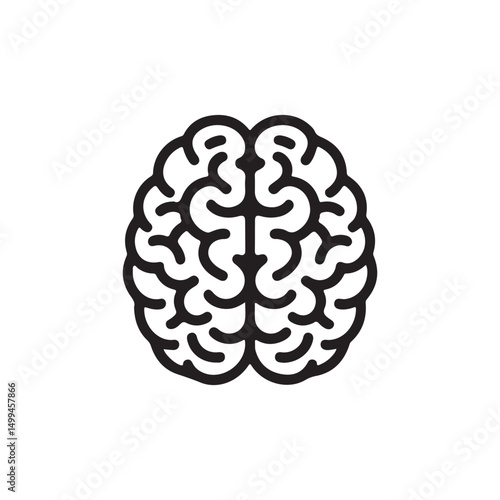 Minimalist black line art logo of brain
