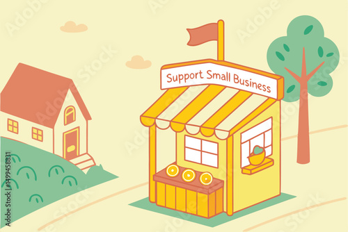 Support Small Business Campaign Graphic Colorful Illustration Promoting Local Businesses
