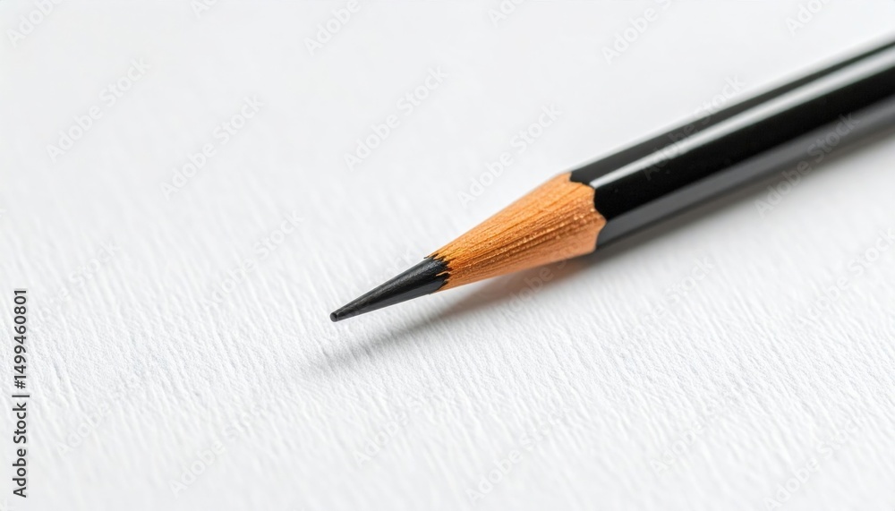 Closeup Of A Black Pencil Point On White Paper Closeup Of A Black Pencil Point On White Paper